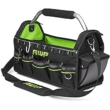 AWP 18" Pro Tool Tote | Water Resistant Tool Bag with Rotating Handle, Removable Shoulder Strap and 15 Storage Pockets 2 Pack