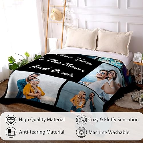 Miniatura 6 de Funny DIY Manta de fotos personalizada con texto, regalos personalizados para el día de San Valentín para parejas, novio, novia, manta personalizada