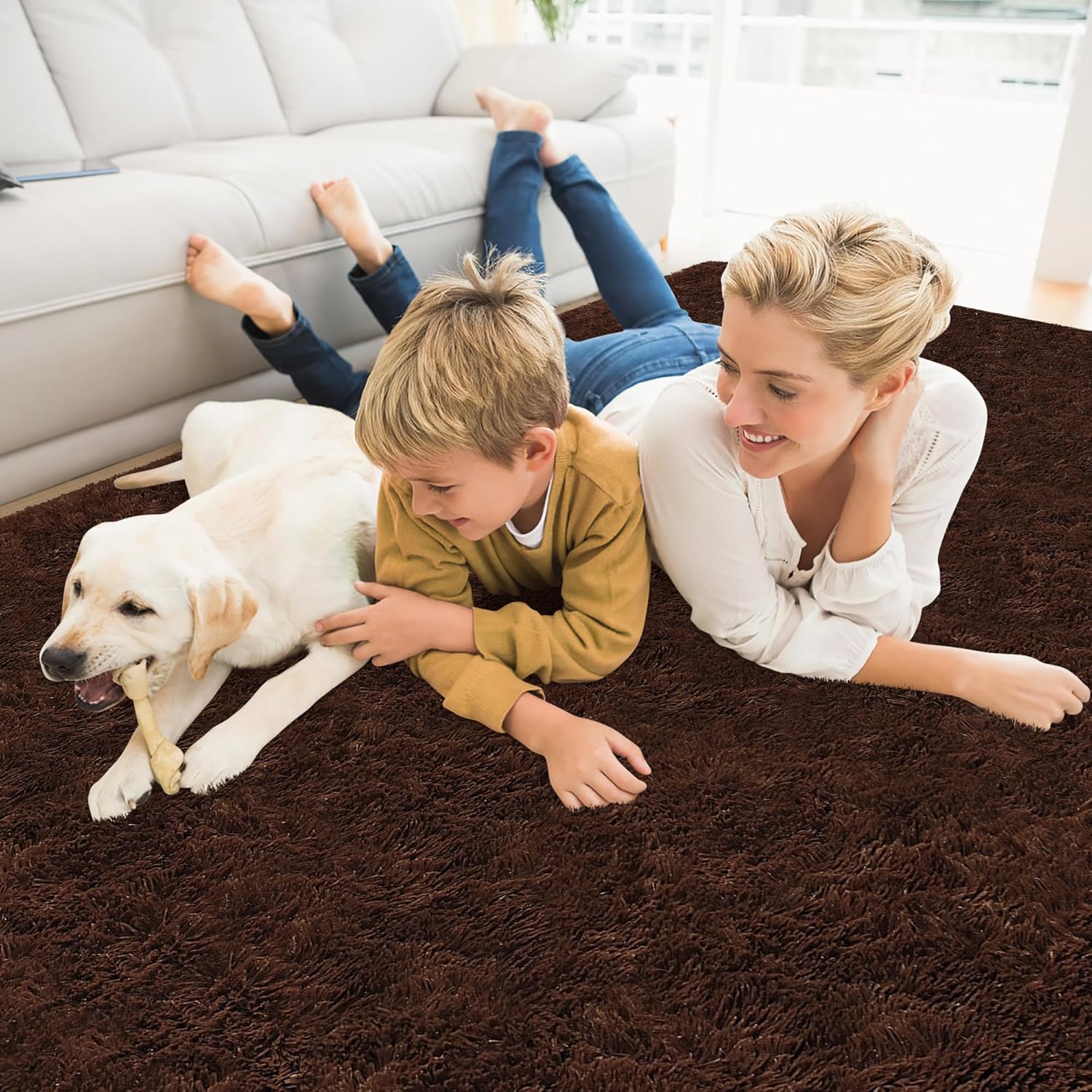 5x8 Ft Brown Area Rug for Bedroom Living Room,Washable Soft Shaggy Fluffy Large Chocolate Rugs,Non Slip Fuzzy Furry no Shedding Thick Big Carpets for Nursey Kid Girl Boys Teen Home Chritmas Decor