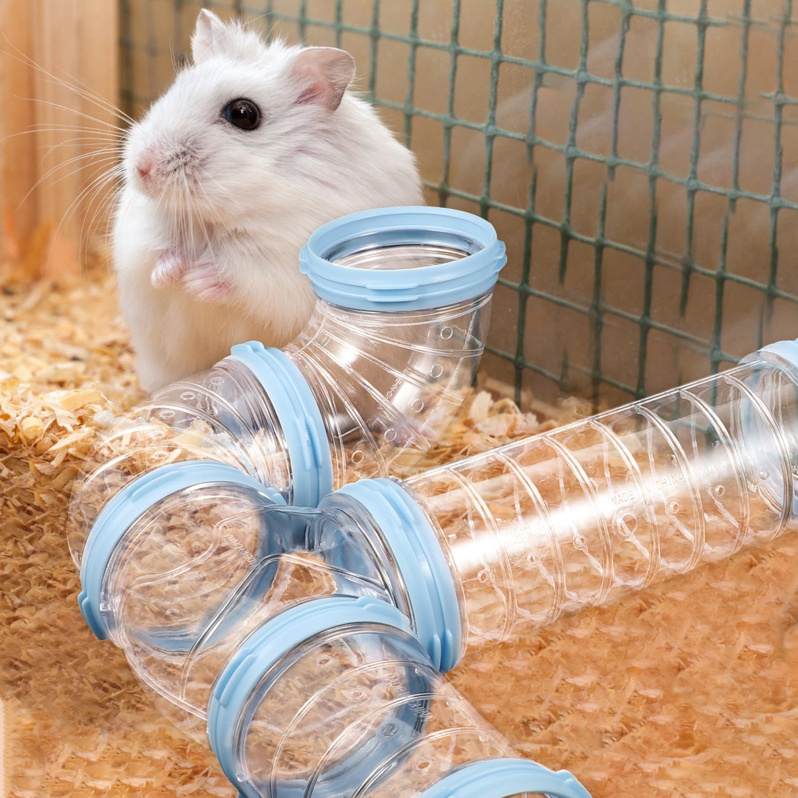 Tubo Tunnel per Criceti in PP Trasparente, 2 Set per Gabbia Originale | Compatibile anche Porcellini d'India, Collegamento Sicuro, Pareti Lisce, Resistente alla Masticazione
