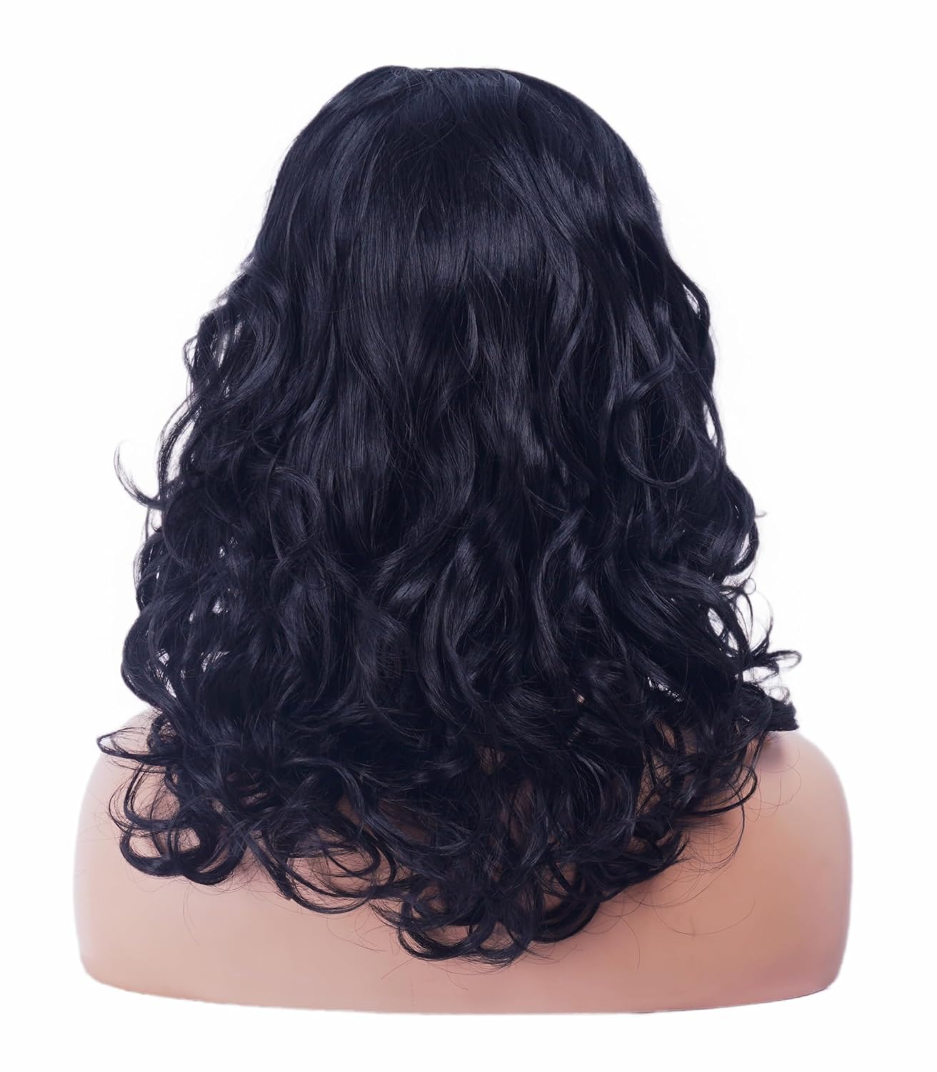 16 Inches Black Wigs for Women Long Wavy Wig Synthetic Natural Shoulder Length Wig for 70s 80s Cosplay,Halloween,Daily Use - Image 8