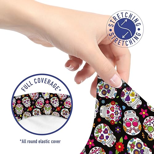 Miniatura 5 de Ambesonne Funda para silla de oficina de calavera de azúcar, diseño de máscara de cementerio México sobre fondo negro, funda protectora de tela