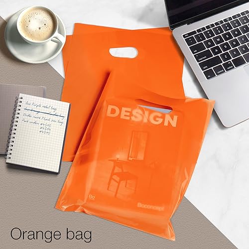 Miniatura 25 de 100 bolsas de mercancía azul pastel para pequeñas empresas, de 1.5 mil, 9 x 12 pulgadas, extragruesas y brillantes, de plástico con asas