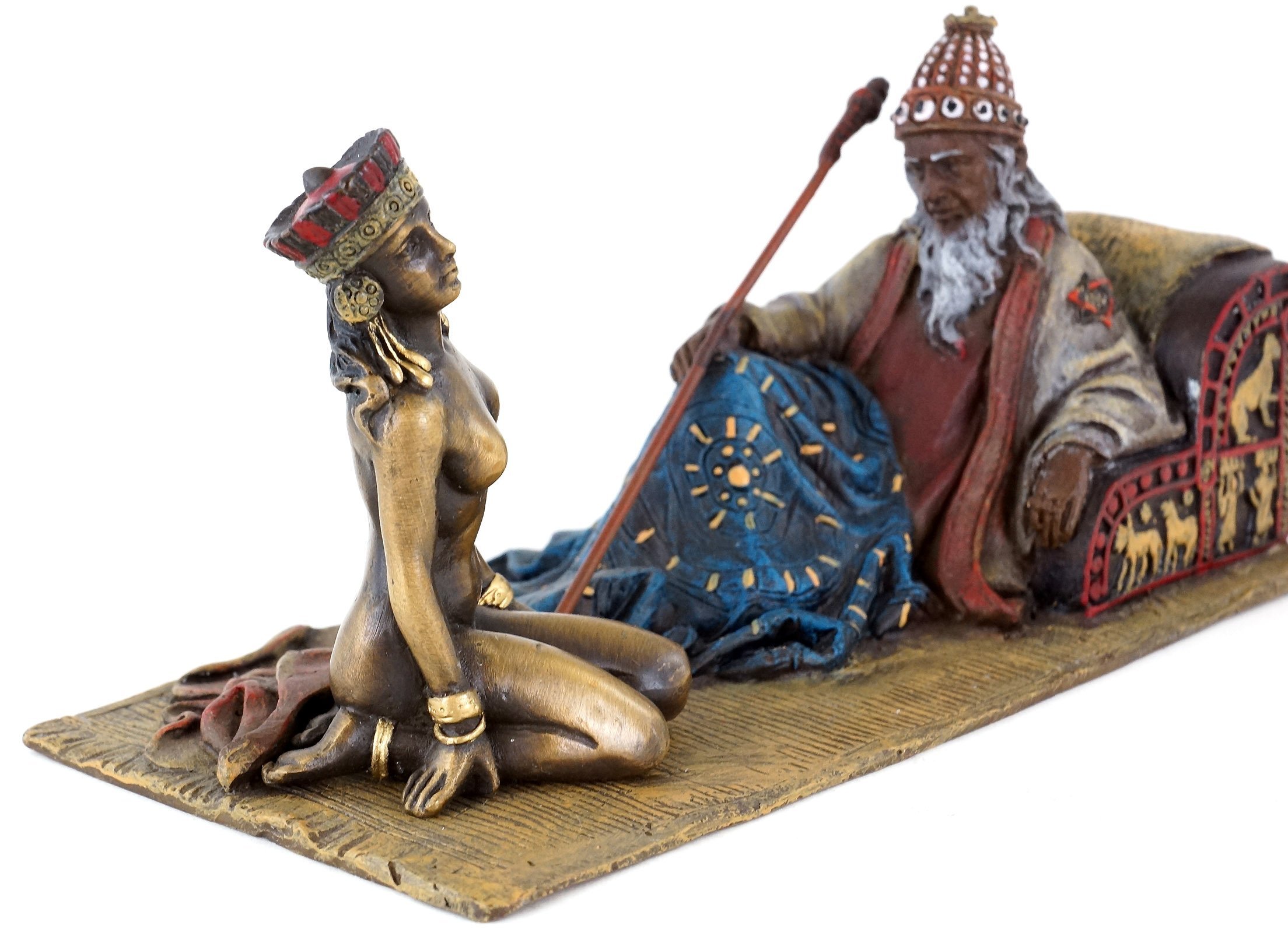 Kunst & Ambiente - Erotische Araber - Wiener Bronze - Erotika - Sklavenmeister mit nackter Sklavin - handbemalt - Orientalische Skulptur - Wohndeko für Innen
