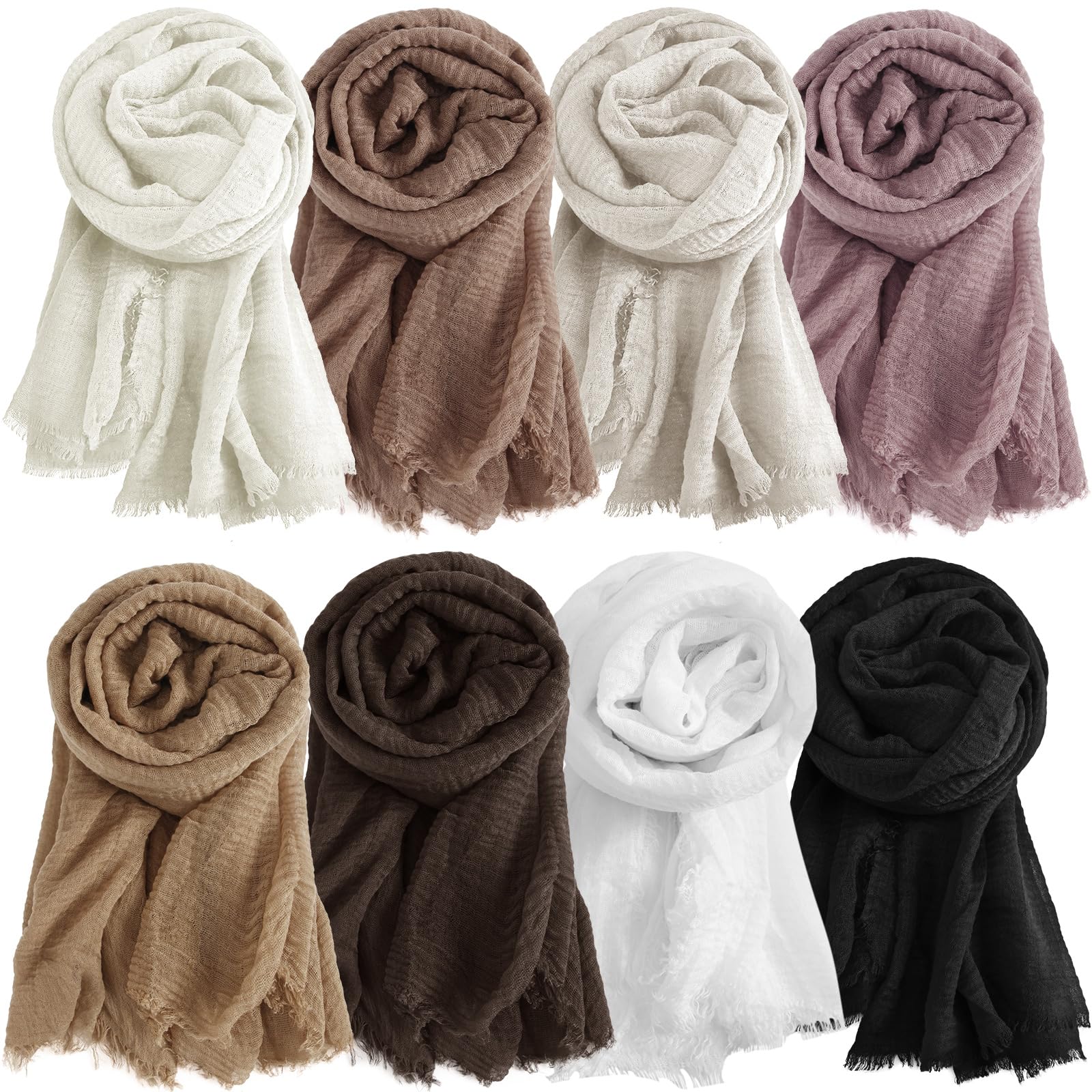 Zhanmai 8 Pcs Cotton Hijab Scarf Bulk