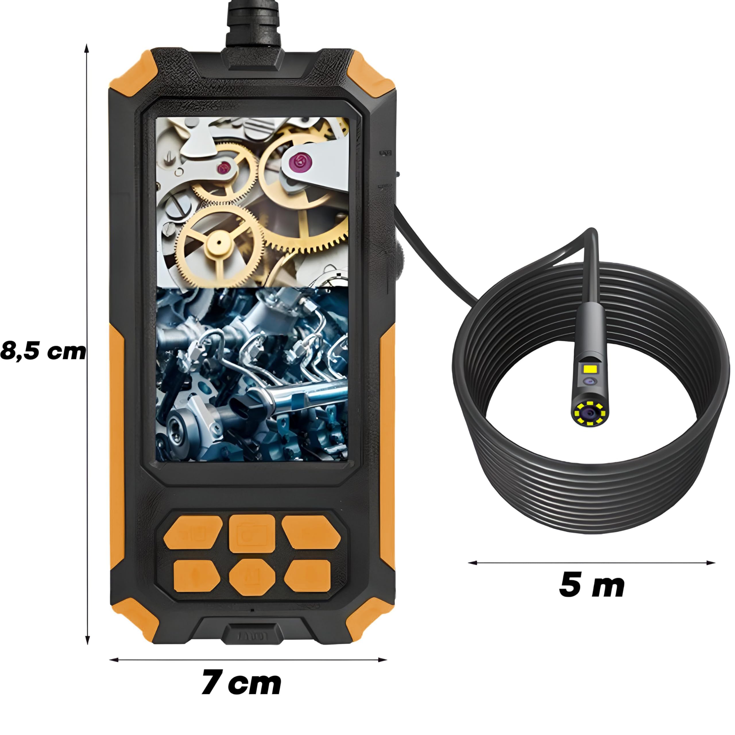 Retoo Endoskopkamera Industrie Wasserdichtes IP67, 4.3 Zoll HD Bildschrim 5m, Digitale Industrielles Endoskop mit 2 Kameras, Inspektionskamera, Kanal Endoskop, Rohrkamera, Schlangenkamera