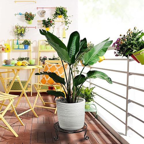 Miniatura 2 de NSYOOMH Paquete de 2 soportes de metal negro inoxidable de 10 a 12 pulgadas para plantas resistentes al aire libre en interiores, soporte redondo de