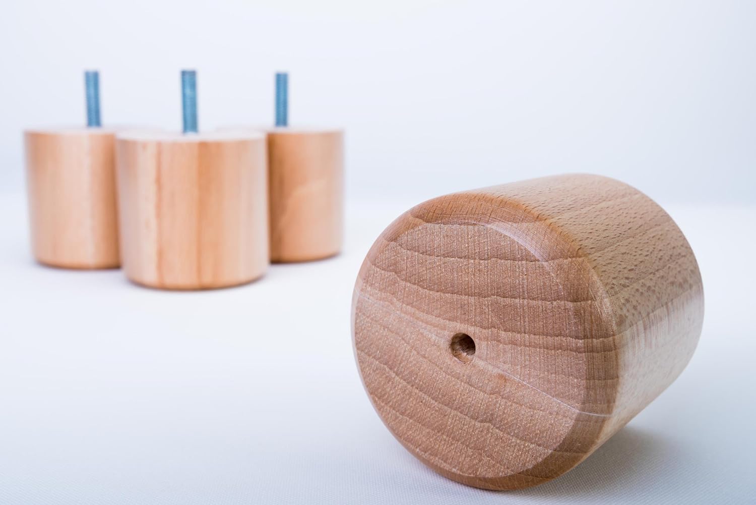 Woodenfeetuk 4x BEECH WOODEN BUN FEET FURNITURE LEGS FOR SOFAS CHAIRS