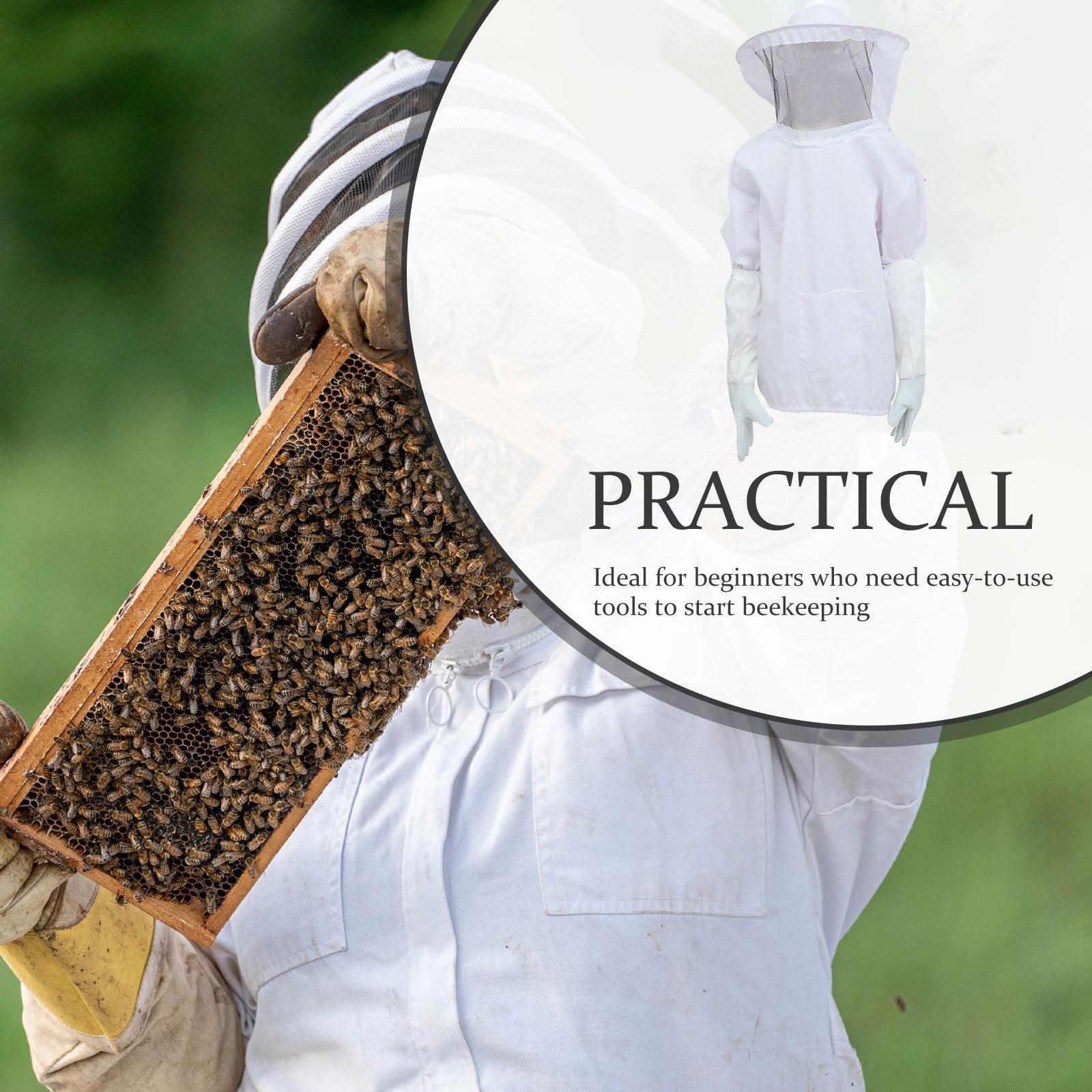YARNOW Imkeranzug mit Imkerhandschuhen aus Strapazierfähigem Polyester und Wildleder Atmungsaktiver Imkerhut mit Schutznetz Bienenstichschutz für Imkerei und Bienenzucht
