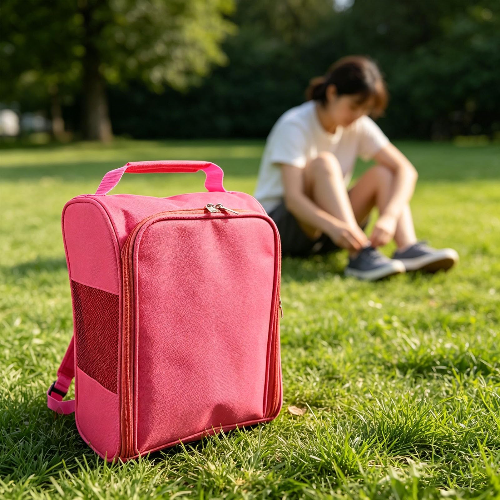 Ejoyous Borsa per Scarpe da Viaggio, Borsa per Scarpe da Viaggio in Tessuto Oxford 600D 33x15x22 Cm con Rete Traspirante e Manico, per Leggera per Uomo Donna Palestra Sport Viaggi (PINK)