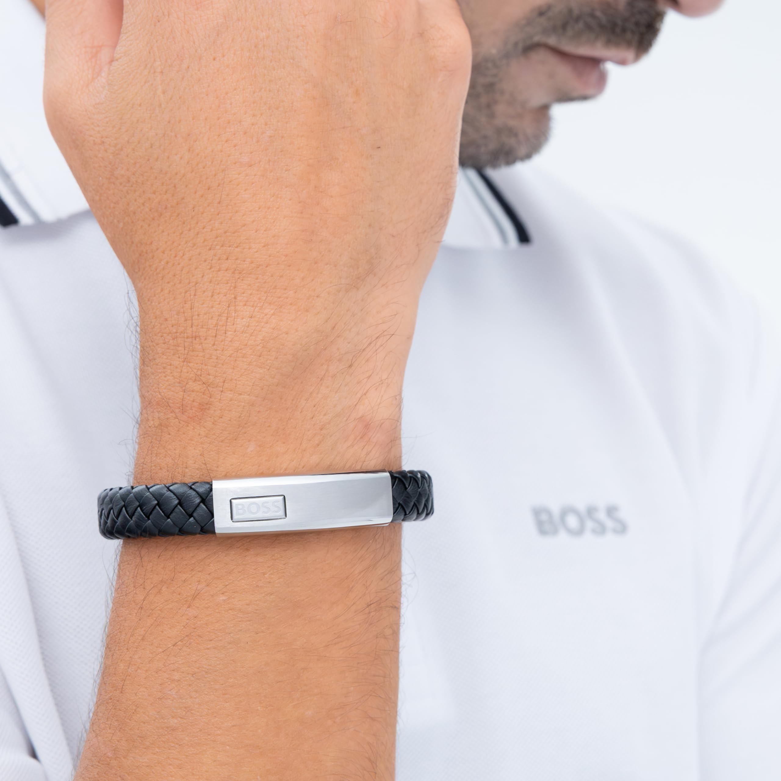BOSS Jewelry Geflochtenes Lederarmband für Herren Kollektion LANDER – Erhältlich in Schwarz, Blau oder Braun