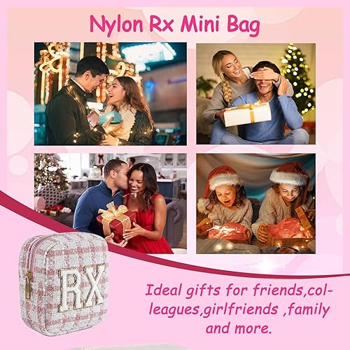 Miniatura 6 de uekeboag Bolsa de cosméticos personalizada de nailon Rx, bonita bolsa de felpilla con cremallera, bolsa de vitaminas de viaje para maquillaje