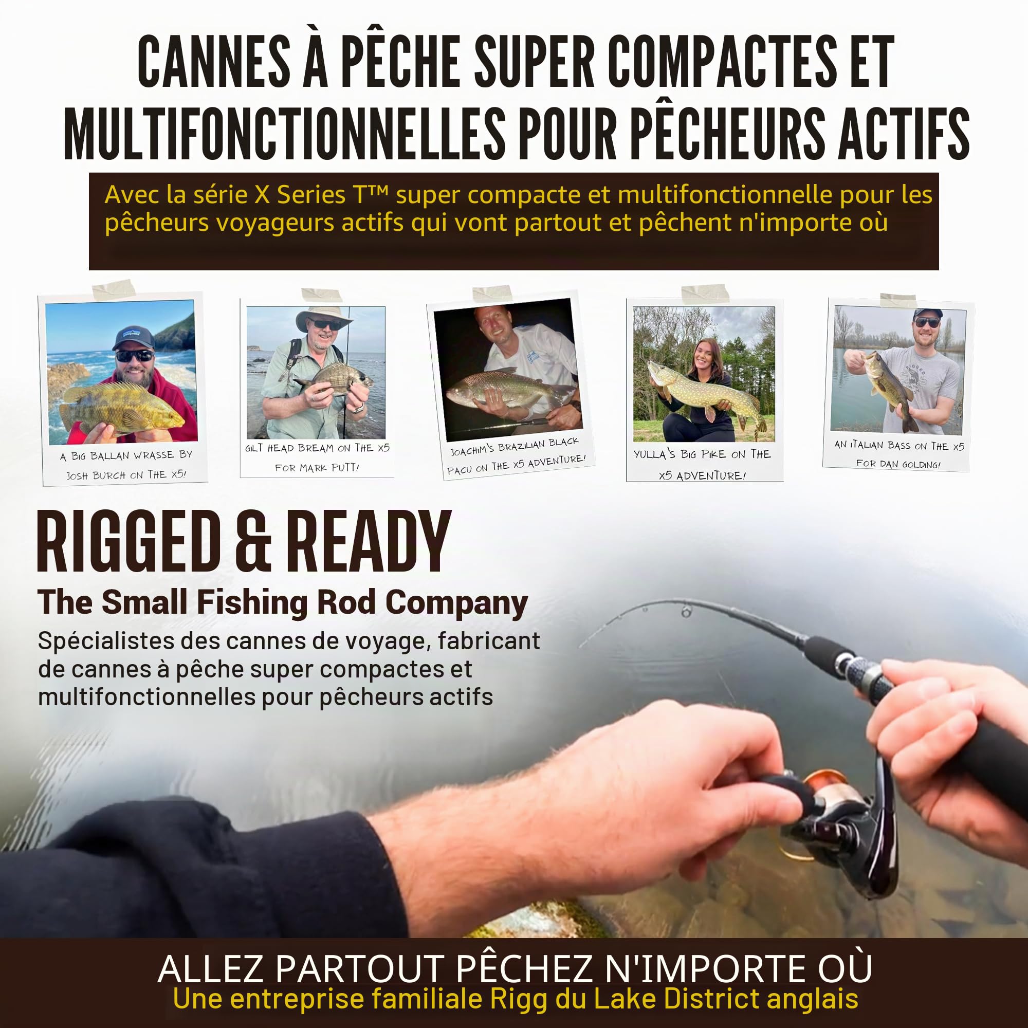Cannes à pêche de voyage Rigged & Ready X5 Series Spin-Fly – Combinaison de canne X5 et 2 moulinets, canne X5 ou X5 Max – Cannes multifonctionnelles super compactes, 4 pointes, 5 techniques-1 canne à