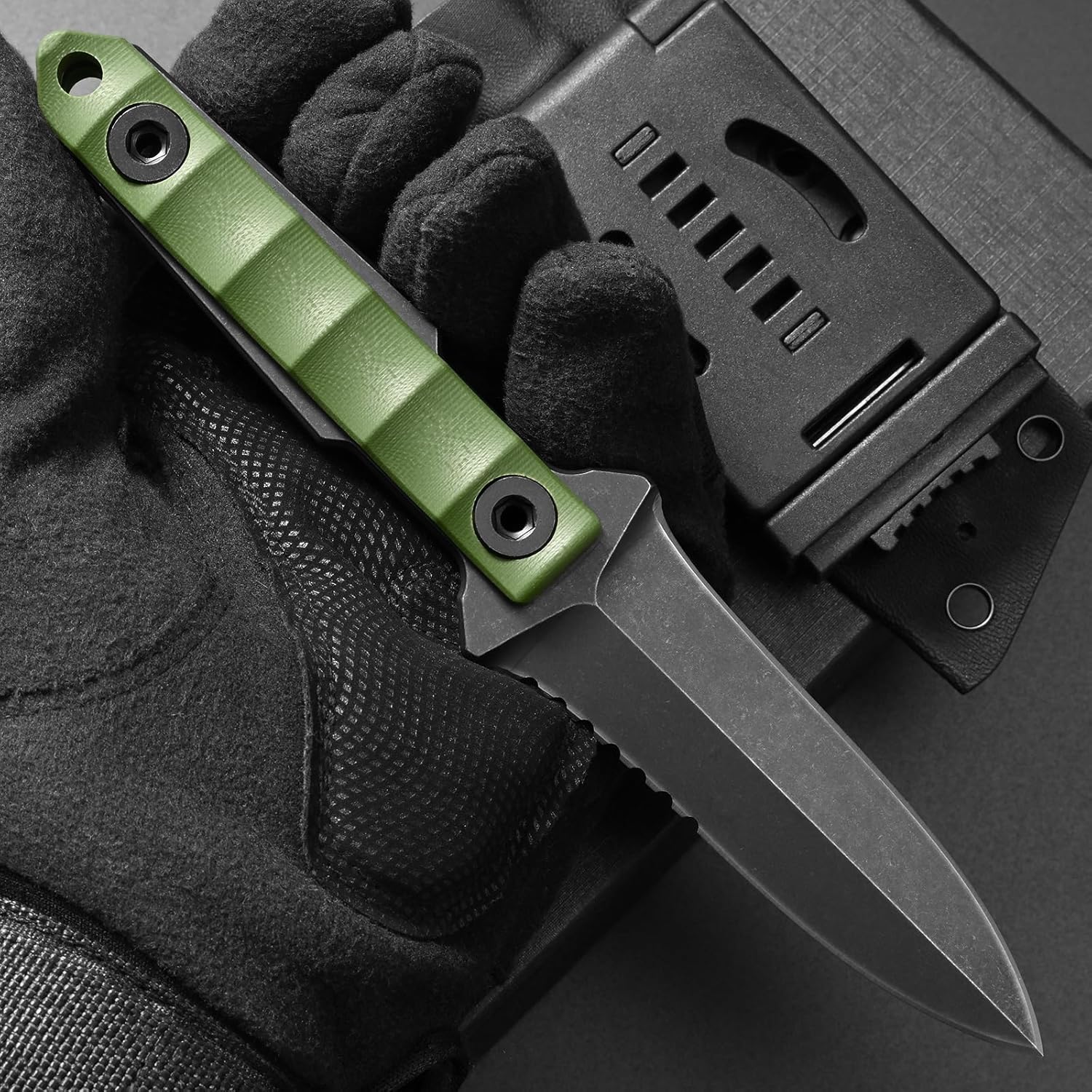 Gtkii Gtk290 Fixed Blade Knife D2 Blade G10 Handle Solid Strong Cool Knifes for Outdoor Camping Hunting(Army Green)