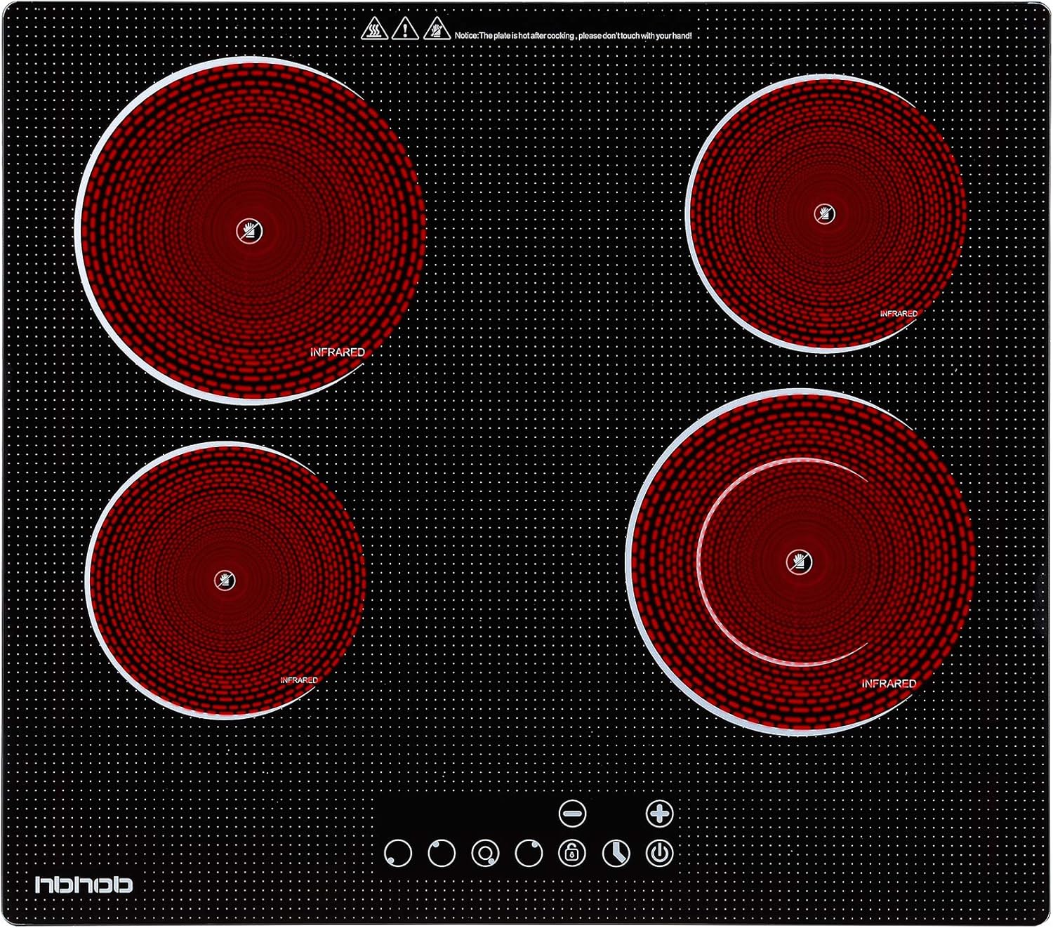 Electric Cooktop,HBHOB 4 Burner Cooktop Stove Top 24 Inch