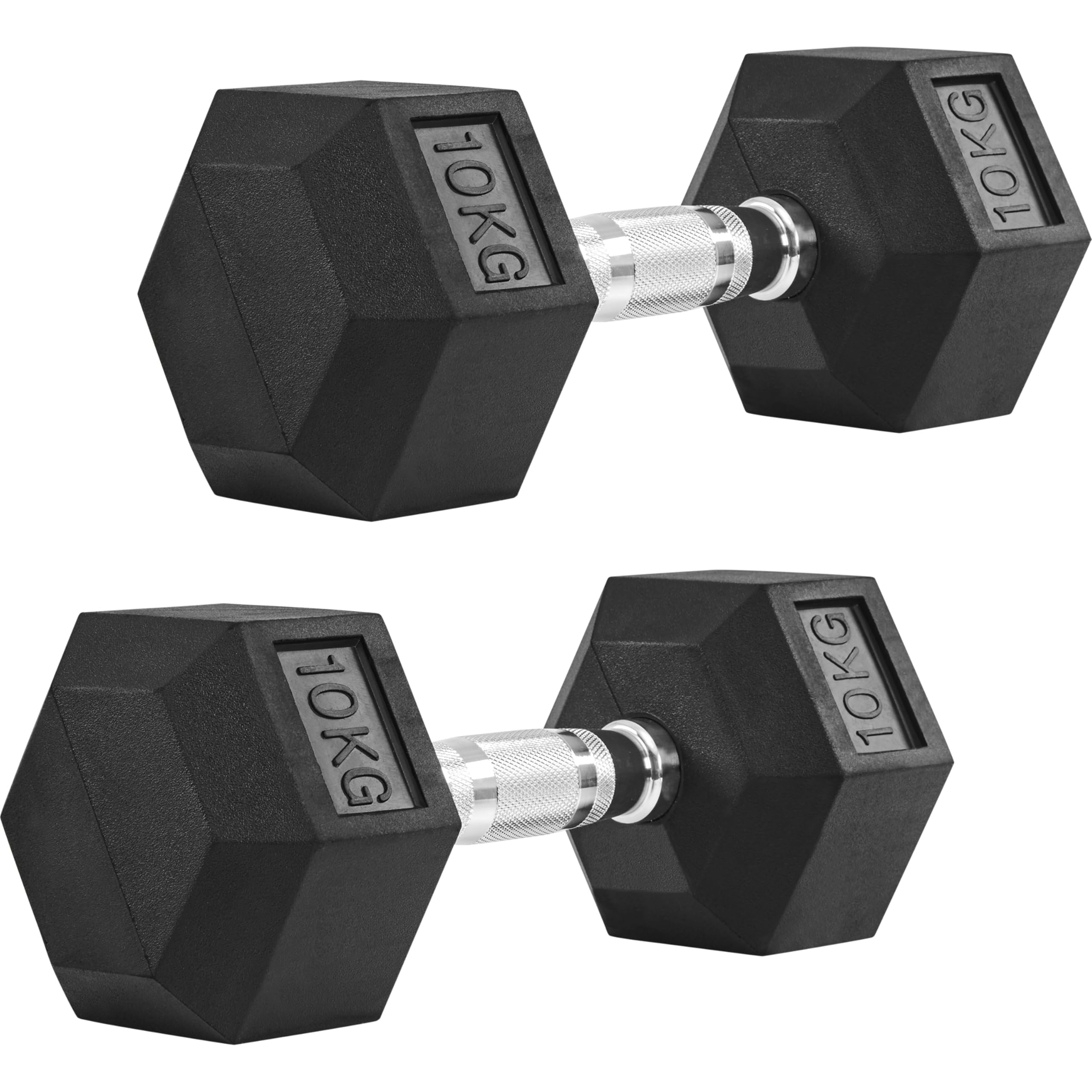 Yaheetech 2er-Set Kurzhanteln 5/10 kg Hexagon Hanteln Gummiummantelt & Bodenschonend Sechseckige Anti-Rutsch-Hanteln für Ganzkörpertraining im Heim-Fitnessstudio