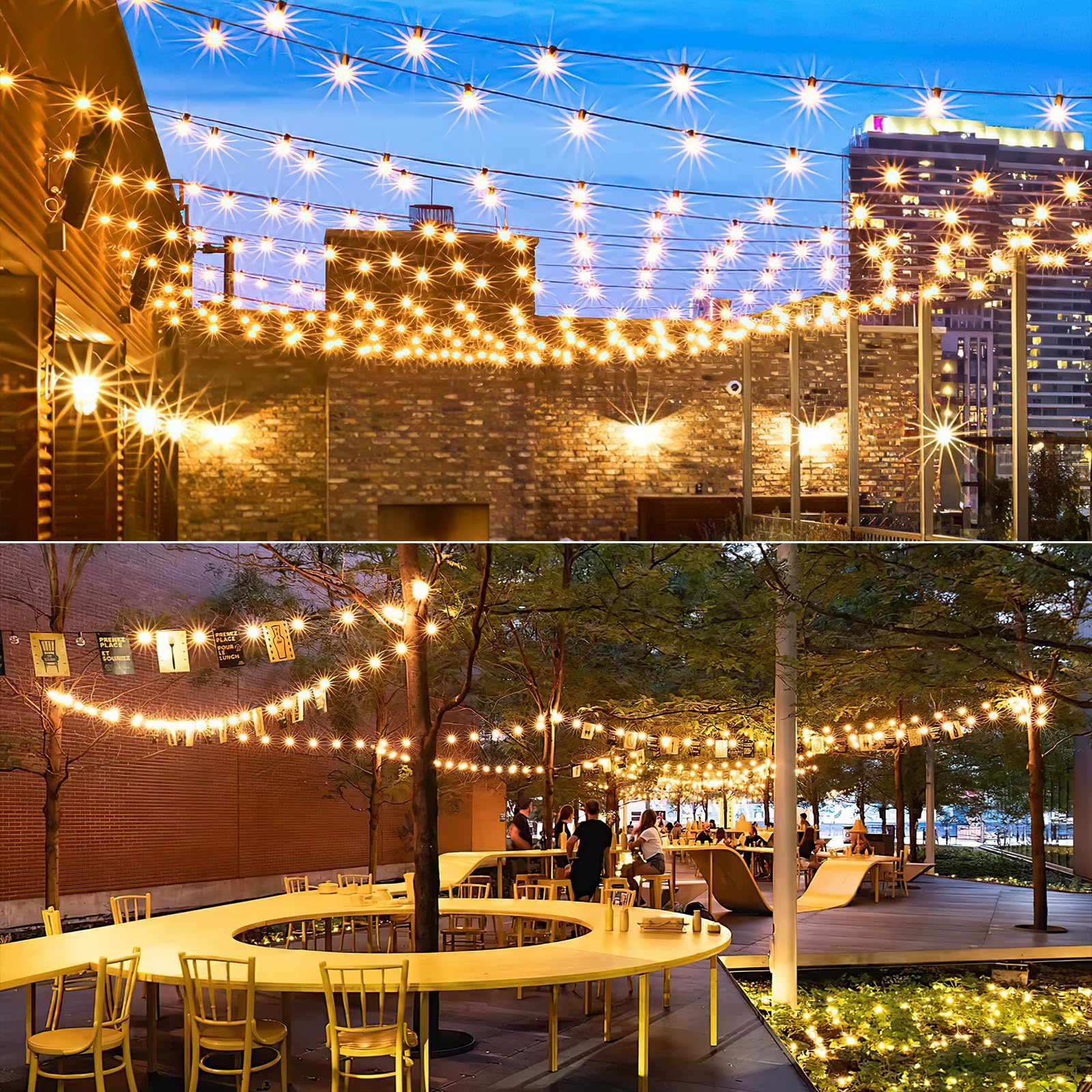 Guirnaldas Luces Exterior G40 32,44 M/106,4 FT Blanco Cálido 2700 K | Guirnaldas Luces Exterior Enchufables LED con 48+2 Bombillas, Impermeable, Estable, Adecuada para Jardín Patio Cafe Boda Fies