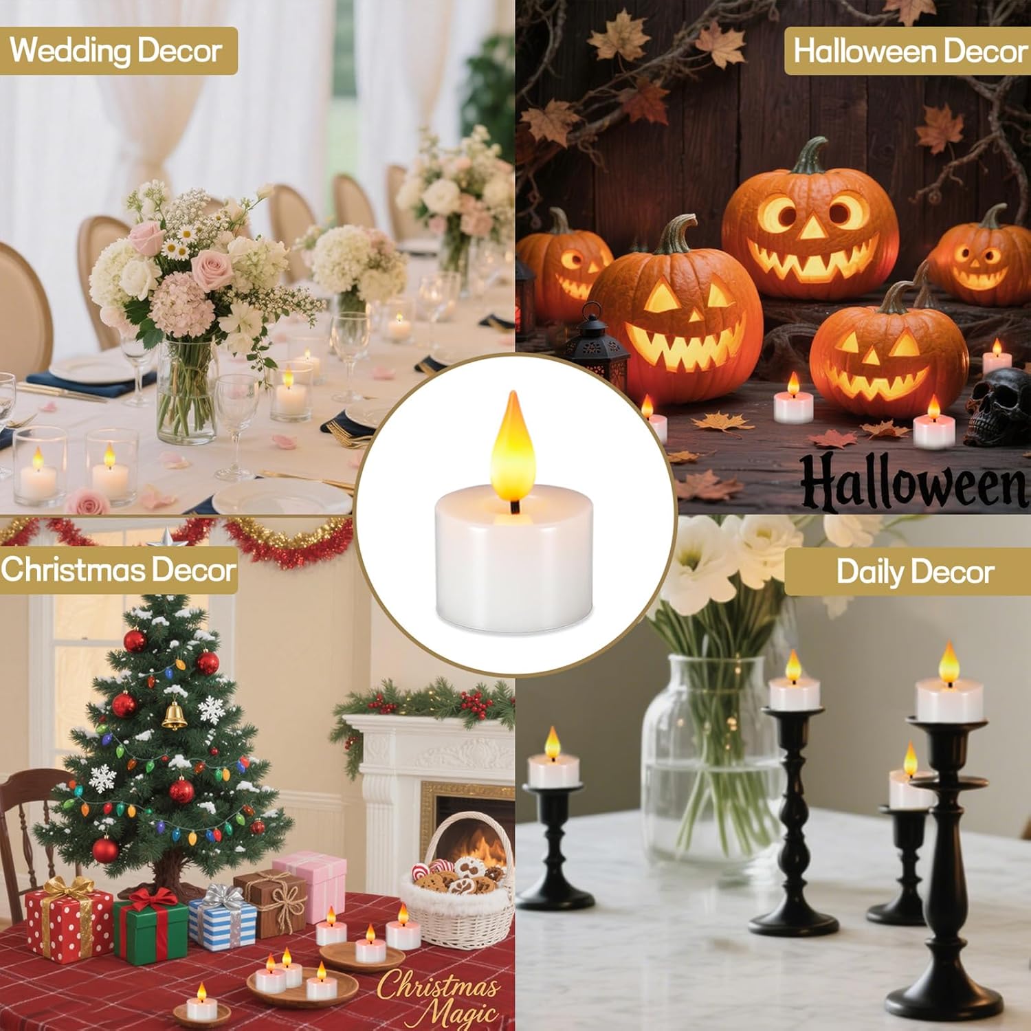 FPOO Rechargeable Candles tealights 12 Pack, Electric Tea Lights with Type-C Charging Base, 60-Hour Ultra Runtime, 2 inch Votive Candle with Remote, Ideal for Wedding Christmas Table Centerpiece