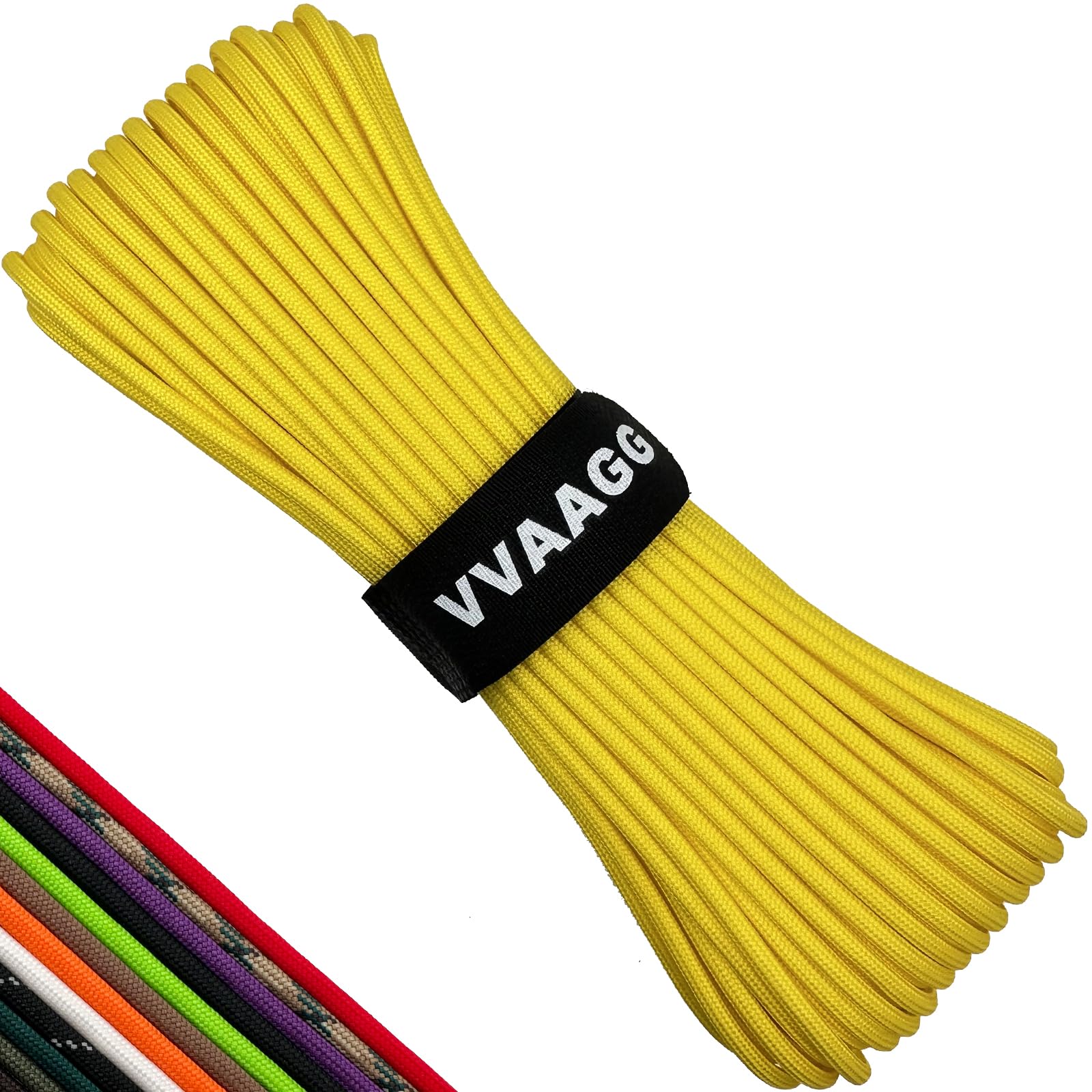 VVAAGG Paracord Rope 550 lb, 4MM 7-Strand Nylon Parachute Cord Yellow