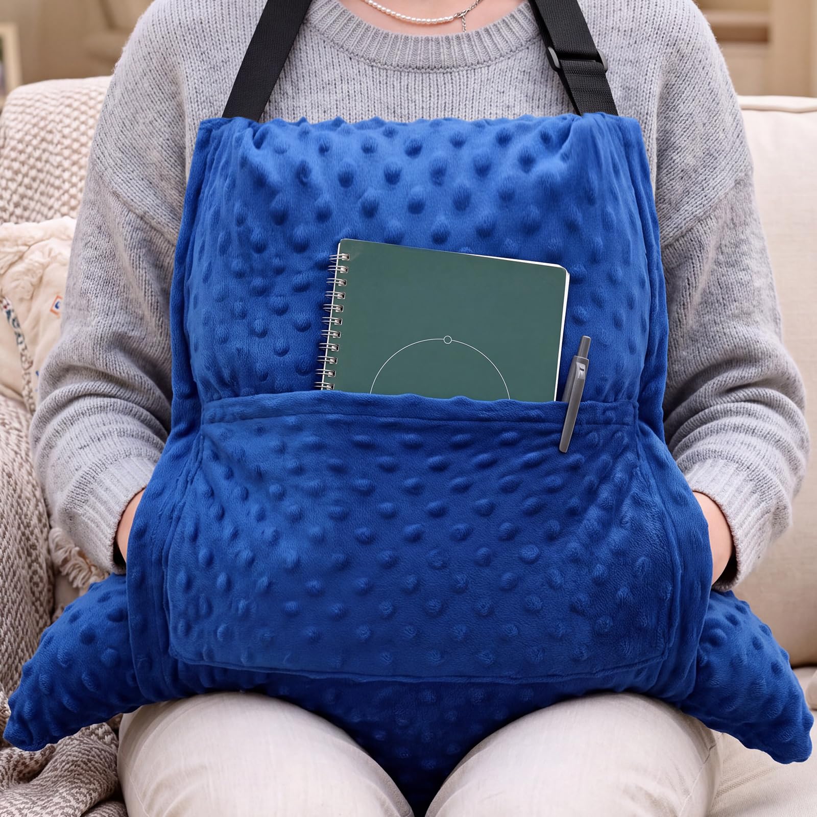 Geelin Hysterectomy Recovery Pillow with 2 Pocket for Abdominal Surgery, Hysterectomy Recovery Must Haves Essentials Abdominal Pillow Post Surgery Gifts for Women(Navy Blue)