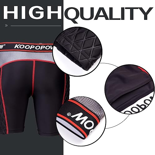 Miniatura 3 de KOOPOW Pantalones cortos deslizantes acolchados para adultos con bolsillo para la taza para béisbol fútbol lacrosse hockey