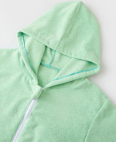 Miniatura 6 de MissShorthair Poncho de toalla para niños, cubierta de playa con cremallera y capucha, bata cambiadora de natación para niños, bata de baño para