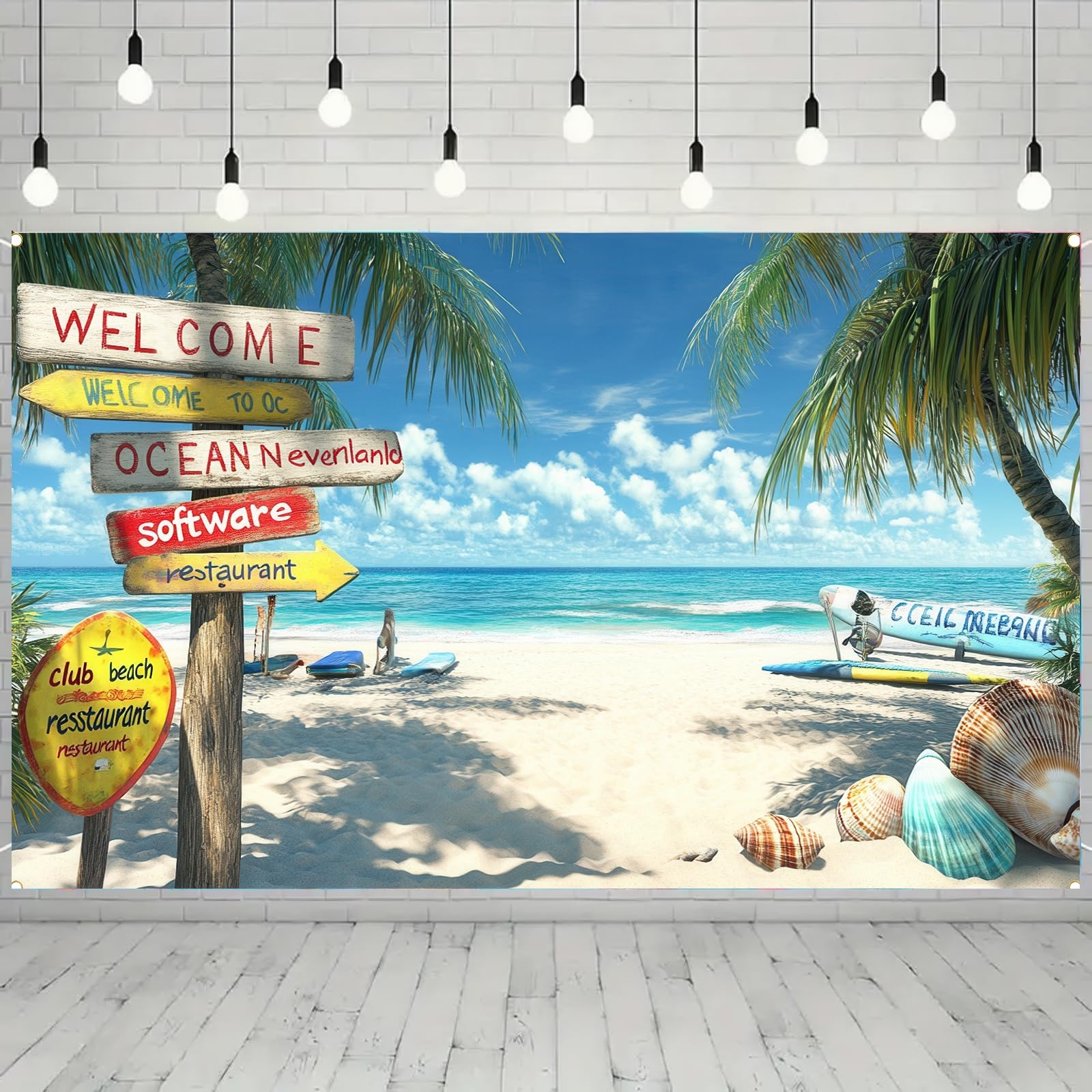 BlissYard Summer Beach Backdrop Colorful Summer Hawaiian Party Decorations 71 x 43 inch Beach Banner Backdrop Welcome Seasonal Party Supplies Indoor