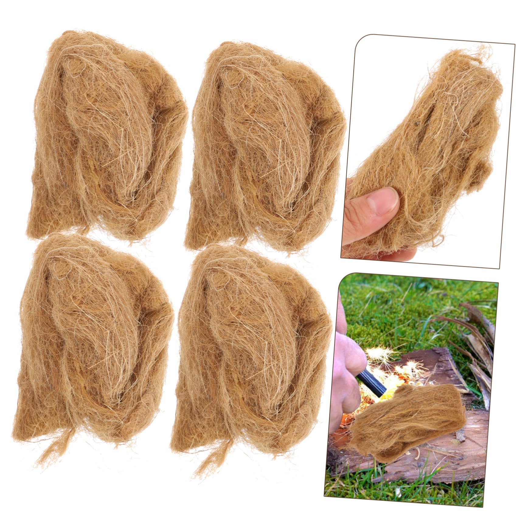Sosoport 5 Sätze Jute Seidenfeuer Induziert Camping-Werkzeuge Natürlich Bausatz Feuerstarter-Sticks Anlasser Jute Für Feuerstarter Camping Fire Starter -Werkzeuge Jute-Seide 4 Stücke * 5
