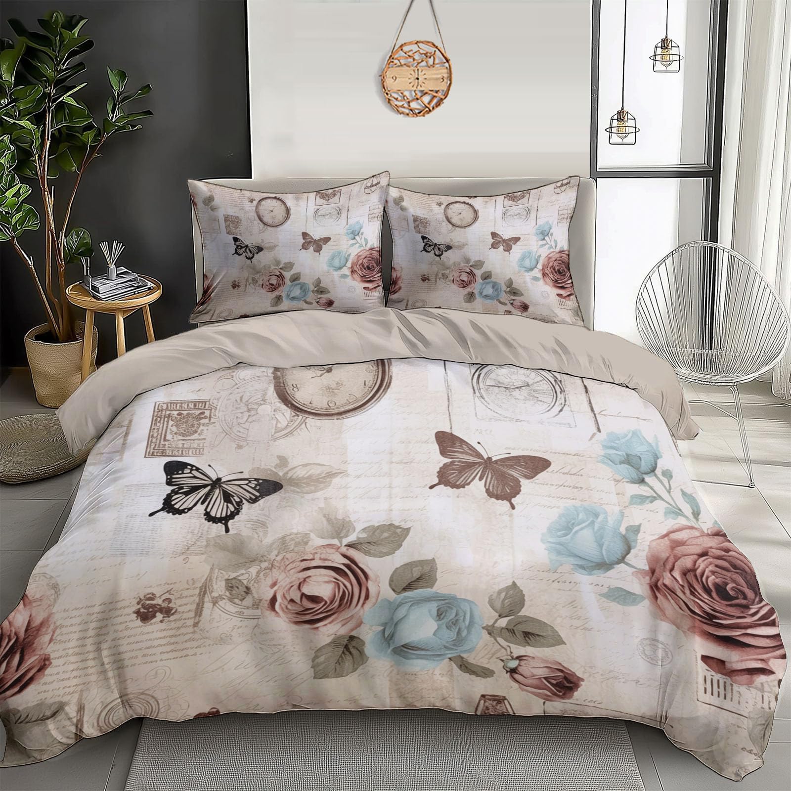 Parure de lit beige et marron pour chambre d'adulte ou ado