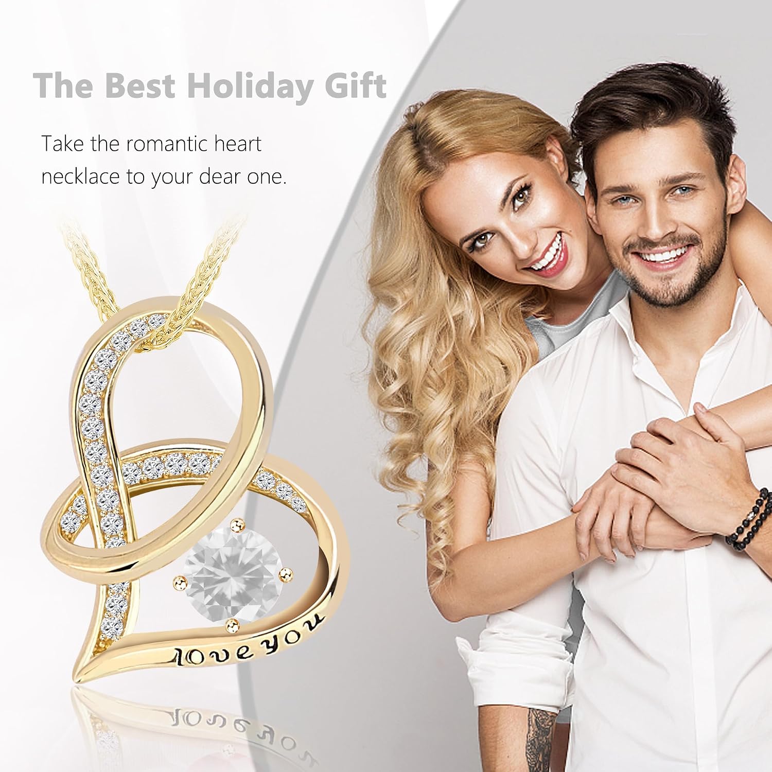S925 Sterling Silver Infinity Heart Necklace for Women - Gold Plated Pendant with Cubic Zirconia, I Love You Jewelry Gift