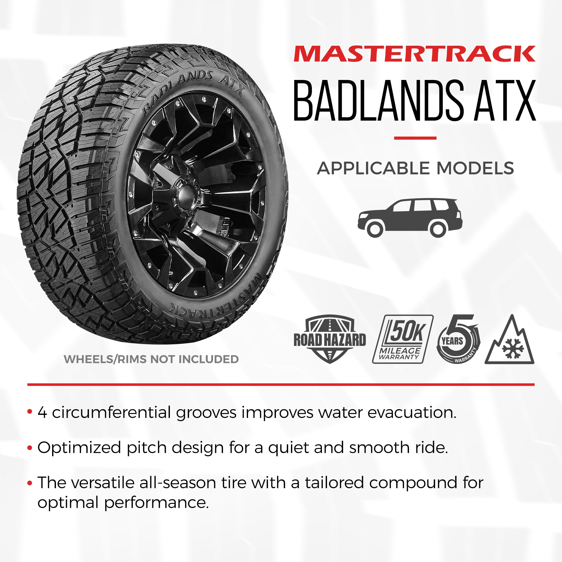 Amazon.com: Set of 4 (FOUR) Mastertrack BADLANDS ATX 225
