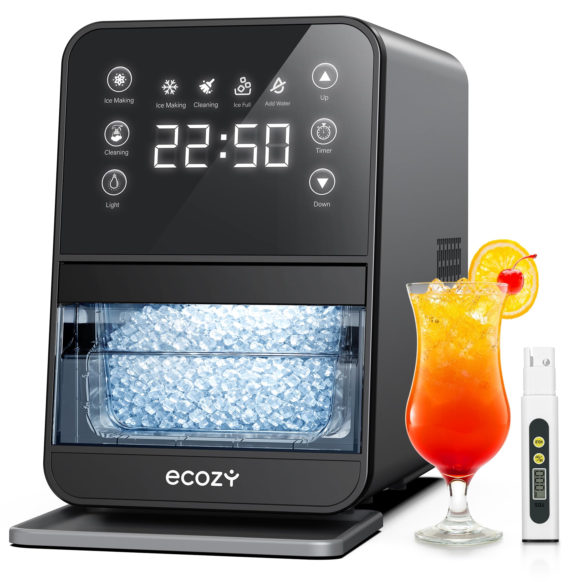 Photo 1 of ecozy Nugget Ice Maker Countertop, 40Lbs/Day Chewable Pebble Ice, TDS Meter