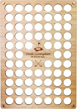Golf Ball Display Holder Collectors Case Holds 72 Golf Balls Wall Mount Decor, Golf Lovers Gift for Men, Customizable