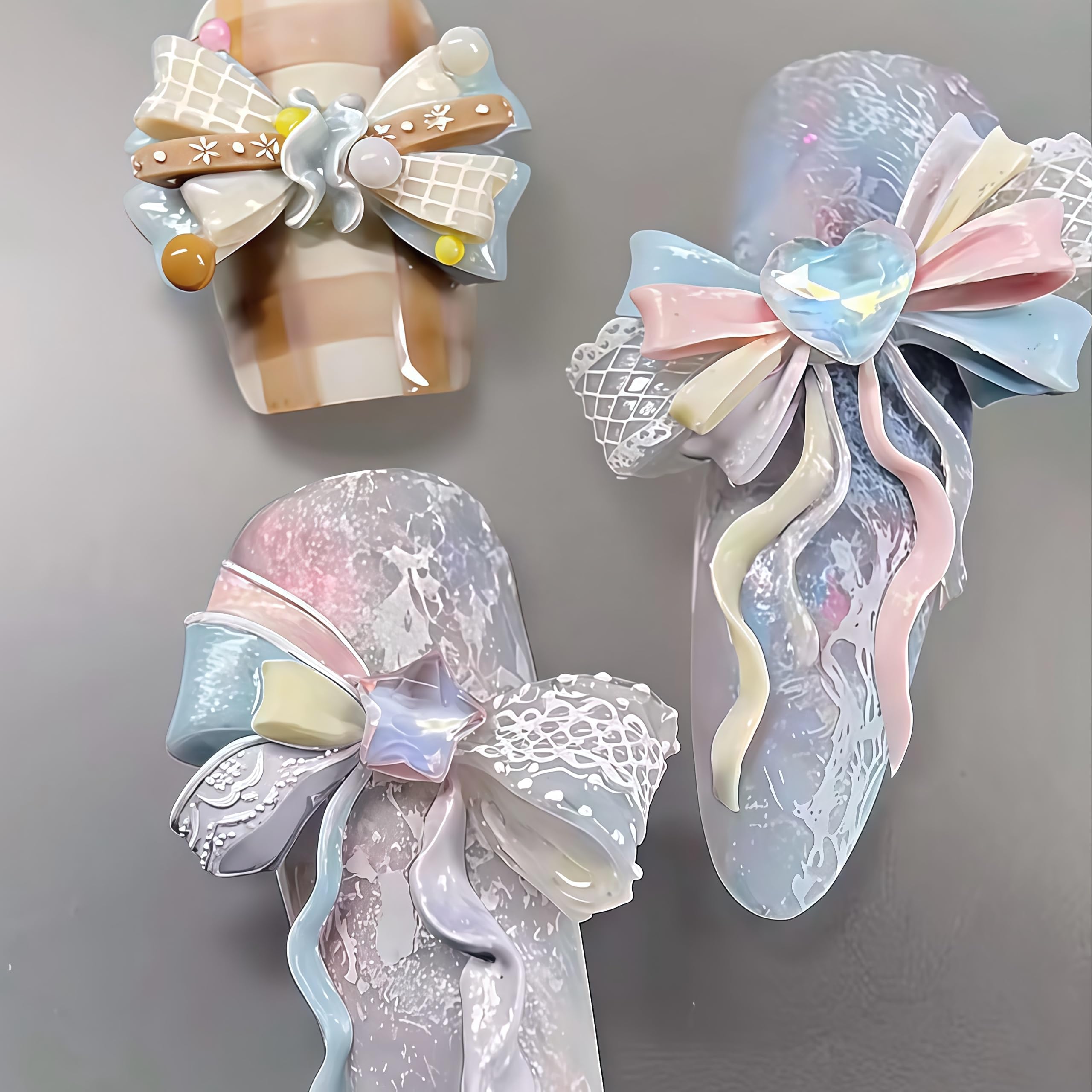 Accessori per Unghie Gel 3D Resina Forme di Rose Strumenti in Seta Fiocchi Farfalle per Nails