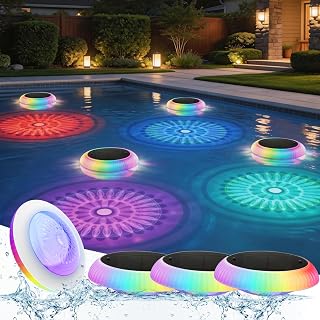 Solar Floating Pool Lights, 6.5in 3200mAh RGB Up and Down Color Changing