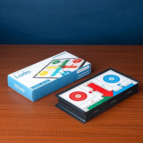 Miniatura 5 de Ludo - Juego de mesa plegable magnético, adecuado para adultos y niños, fácil de transportar, tamaño de 9.78 pulgadas