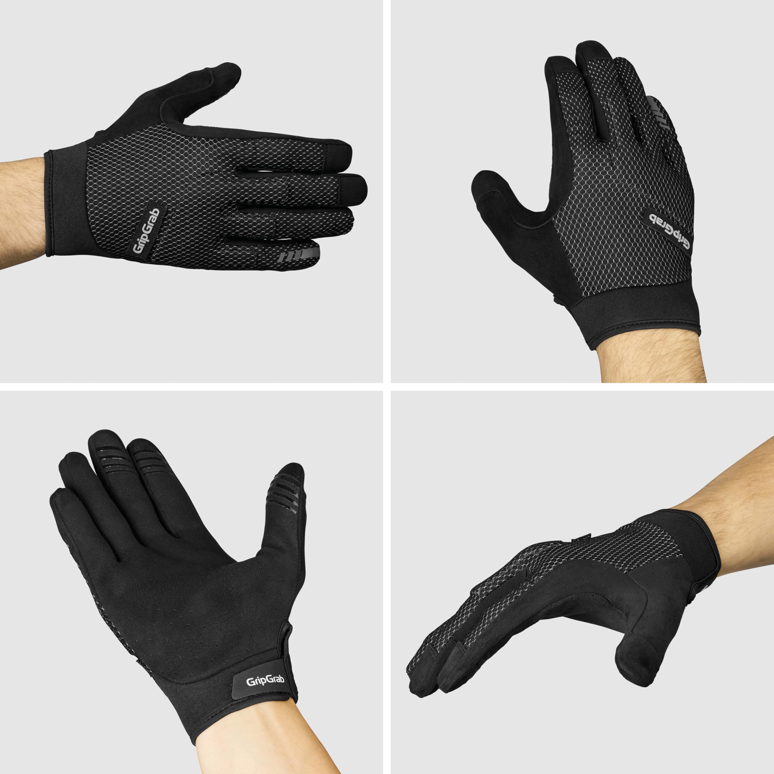 GripGrab Descent InsideGrip MTB Handschuhe Knöchelschutz Sommer Langfinger | Anti-Rutsch-Silikonprints, Schweißwischer, Protektoren am Handrücken, Klettverschluss - Mountainbike Downhill, Enduro, BMX