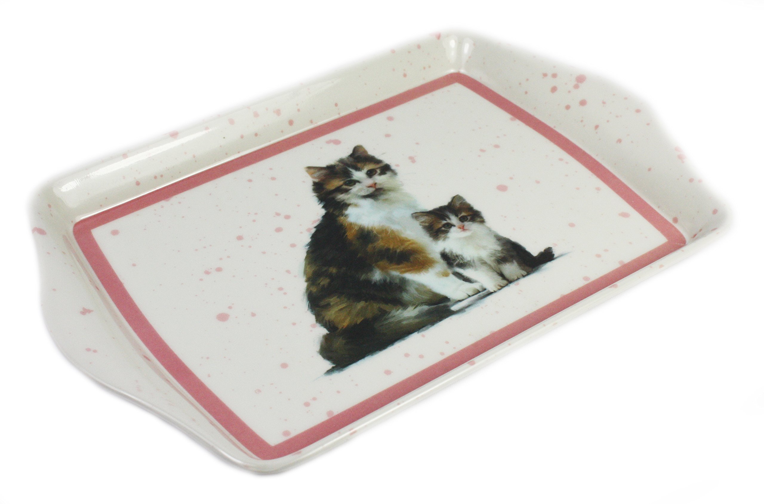 Macneil White Cat And Kitten Snack Tray (Tortoiseshell)