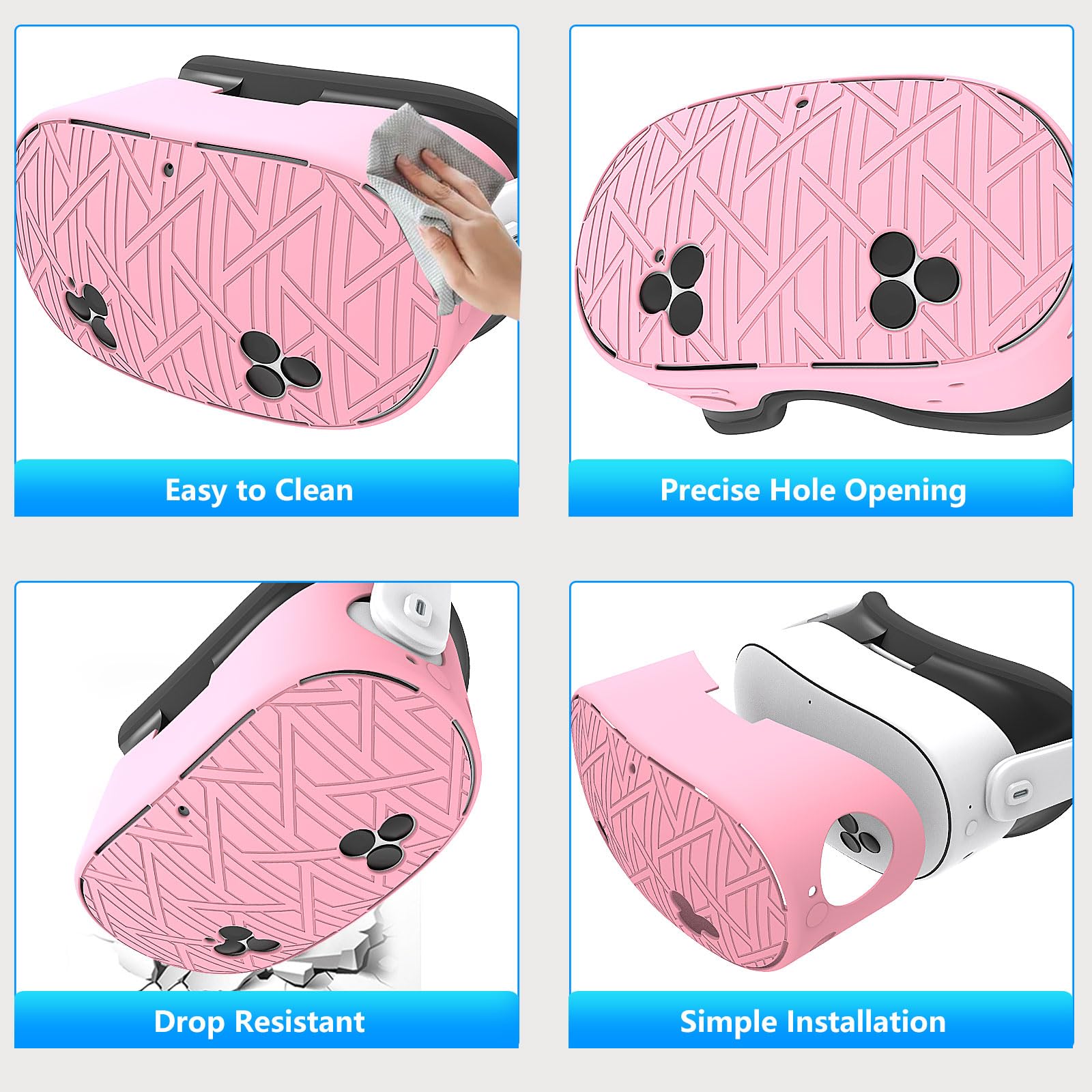 Zubehör-Set Kompatibel mit Meta Quest 3s, kommt mit verbesserten langen Batterieöffnungsgriffen, VR-Schale, Gesichtsschutz, Objektivtasche, Silikon-Kit für Quest