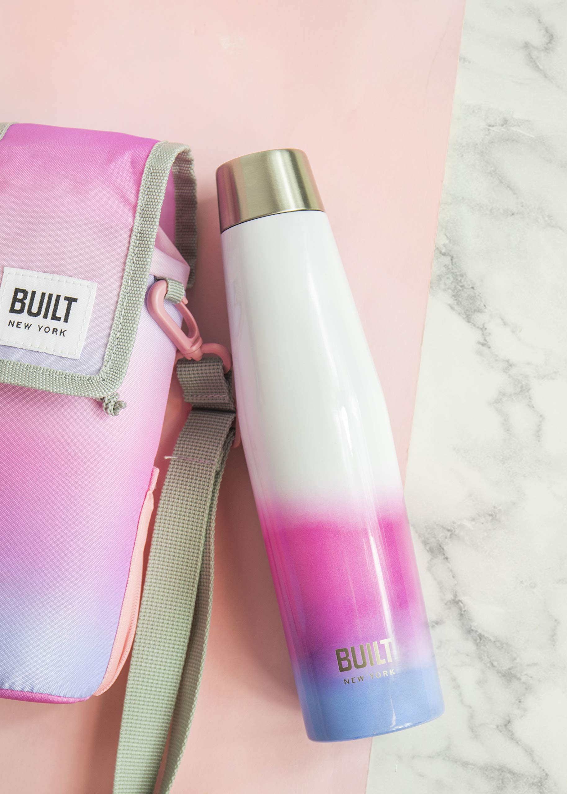 BUILT Apex - Bouteille Isotherme avec Bouchon Hermétique, 100% Réutilisable, Sans BPA, Gourde en Acier Inoxydable 18/10, 540 ml, Motif "Interactive"