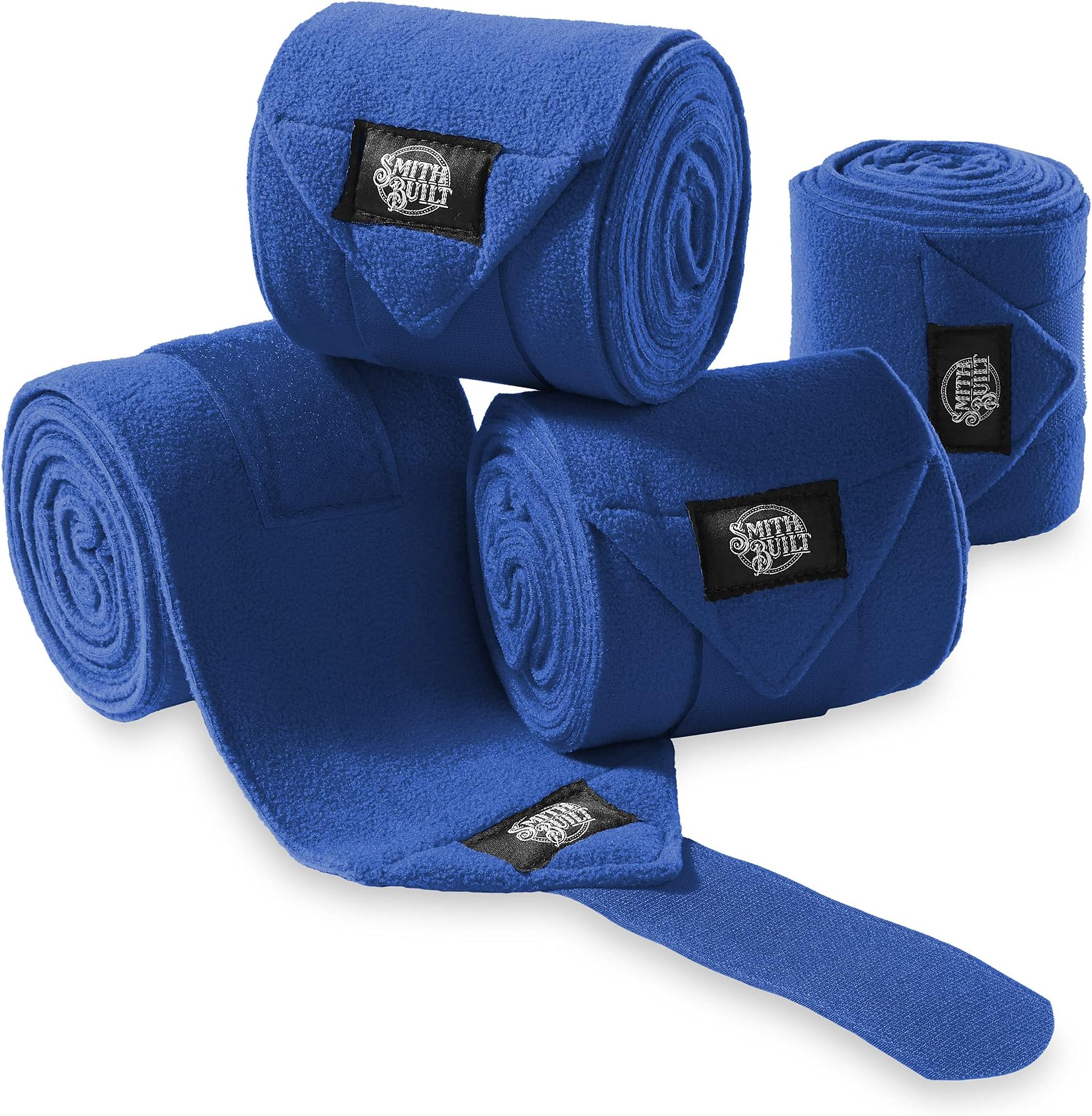SmithBuilt Equine Fleece Polo Wraps, Blue - (Set of 4) Horse Leg Bandages