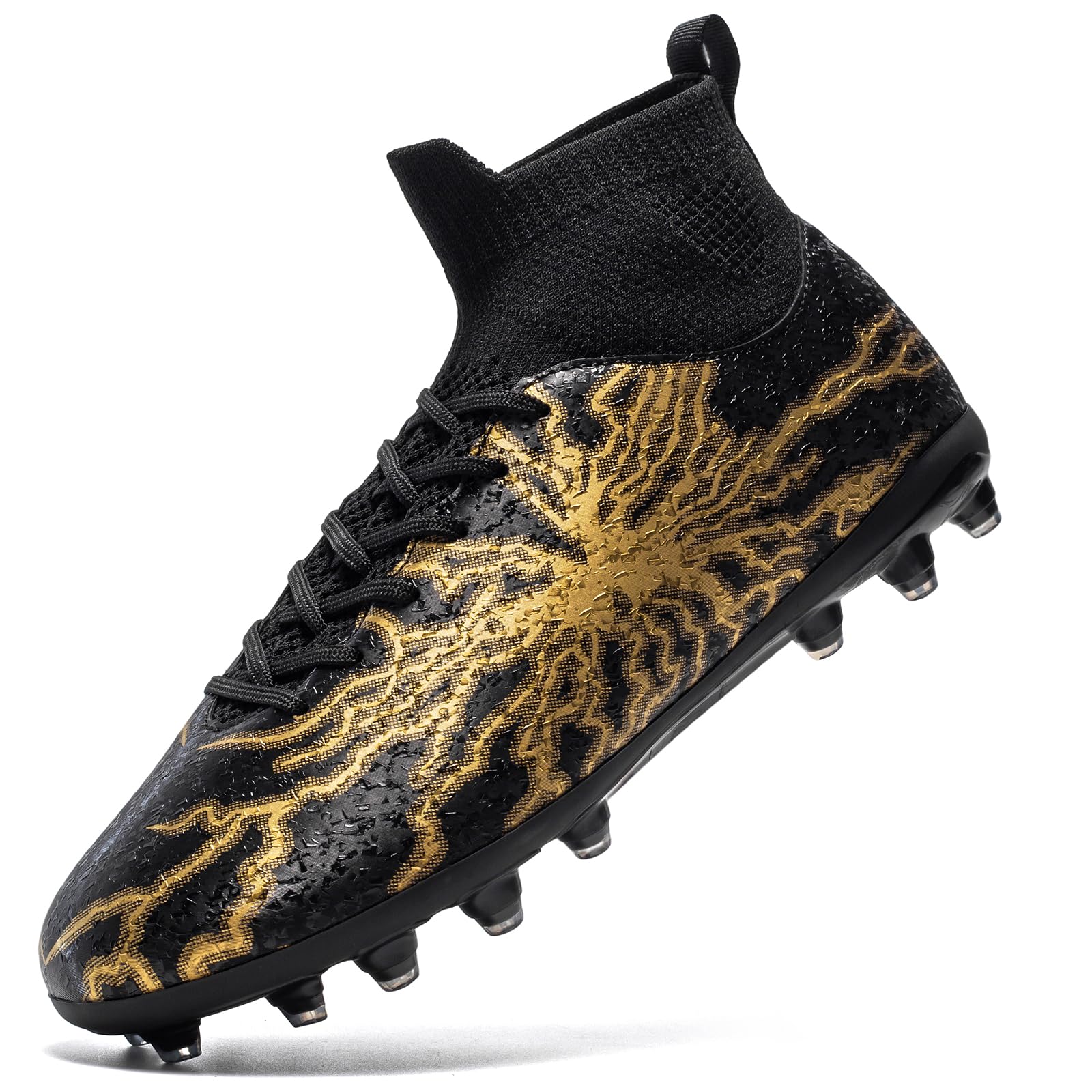 Kids Soccer Cleats Boys Girls Training Football Cleats Youth High-top Soccer Shoes for Little/Big Professional Athletic Outdoor Football Shoes