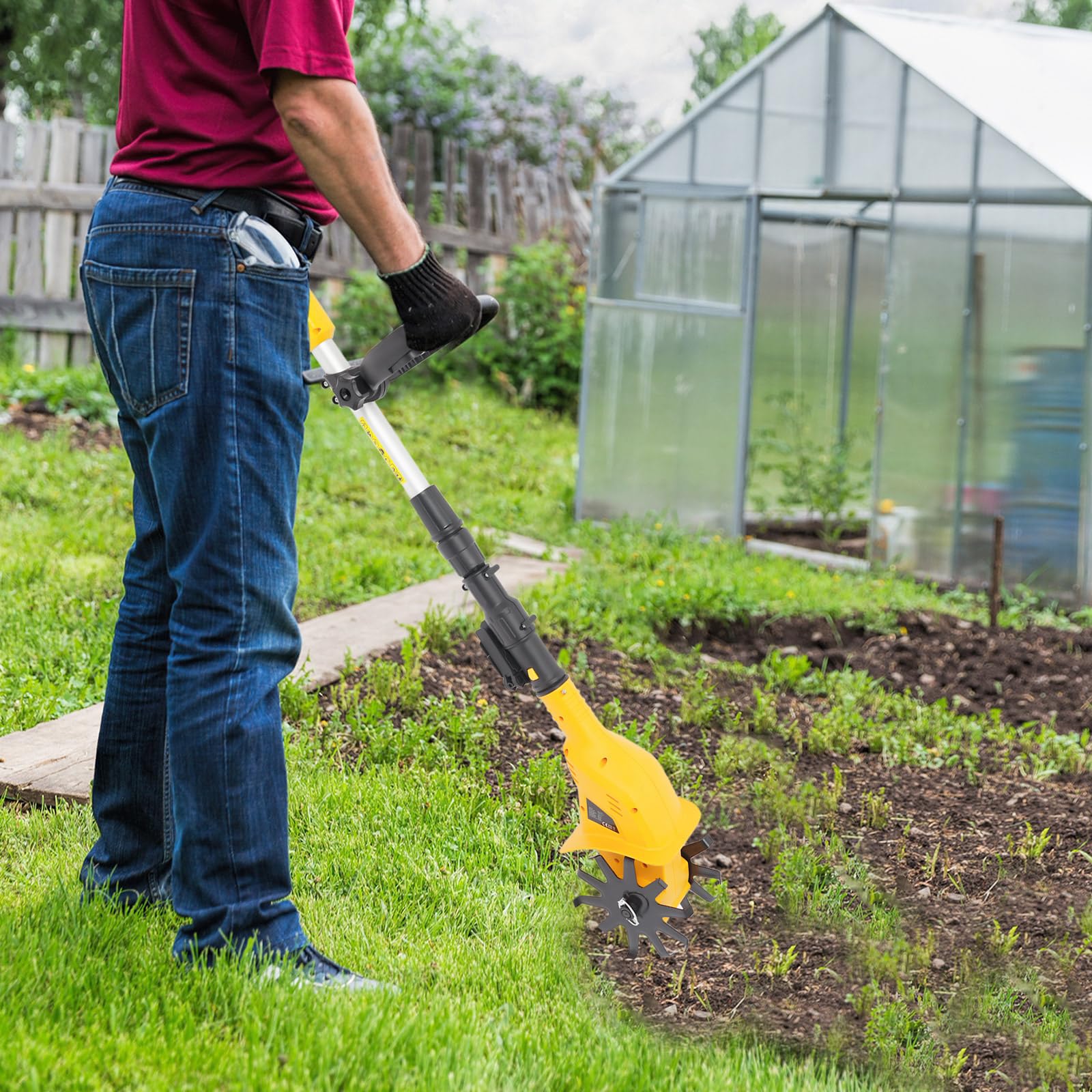 Fresa de jardín manual, funciona con pilas, motoazada eléctrica, miniazada inalámbrica, cultivador portátil de 20 V, profundidad de corte de 25 cm