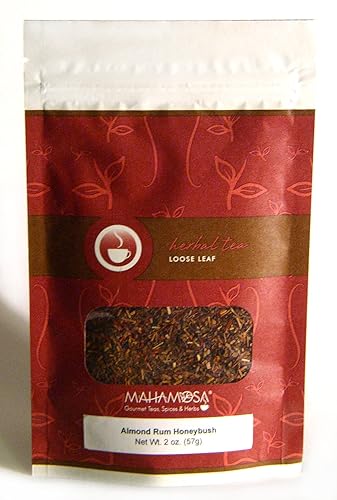 Mahamosa - Té de almendras de ron de miel de 2 onzas, mezcla de té de hierbas de arbusto de miel de hoja suelta (arbusto de miel, almendras, cártamo Mahamosa - Té de almendras de ron de miel de 2 onzas, mezcla de té de hierbas de arbusto de miel de hoja suelta (arbusto de miel, almendras, cártamo