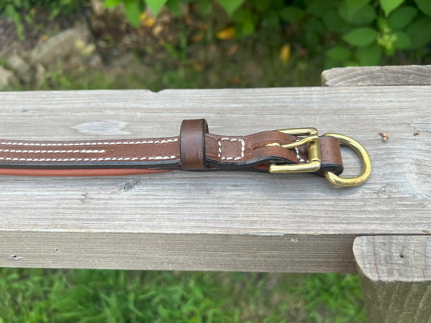 Leaders Leather Dog Collar with Customized Name Plate (Large (17"-21"))