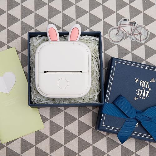 Miniatura 8 de Memoking Impresora térmica de bolsillo T02 y estuche de impresora White Bunny