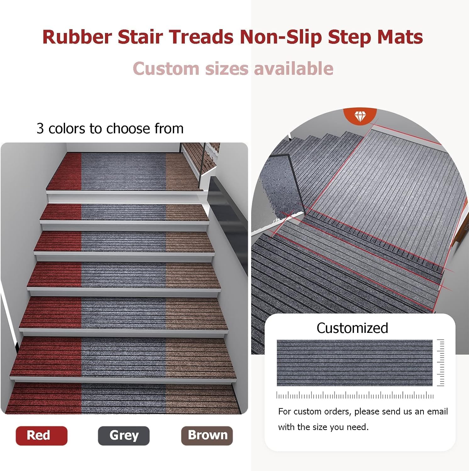 Peldaños de goma antideslizantes para escaleras, 4 unidades, 26 x 75 cm, seguridad para interiores, para niños, ancianos y mascotas, solución antideslizante para escaleras