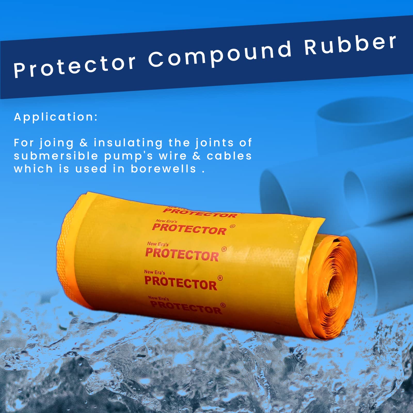 New Era's Compound Rubber Tape | Self-Adhesive | Waterproof | Water Seal Tape | Best for Insulation Cable of Submersible Wire | Extra Strong | Water Tape | 1 KG (Double Poly) Pack of 10 2