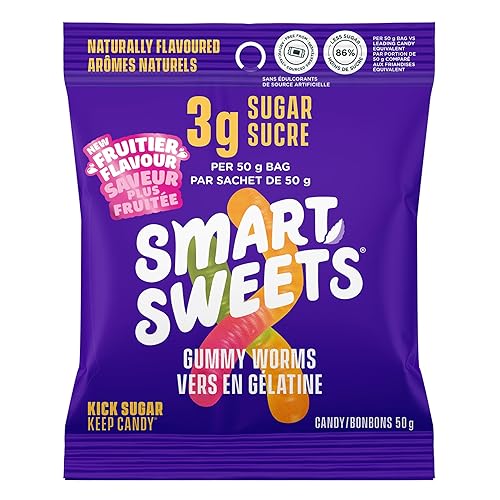 SmartSweets Gummy Worms Candy with Low Sugar (3g), Low Calorie, No Sugar Alcohols, Non-GMO, No Sugar Added (Pack of 12) - Sugar Candy