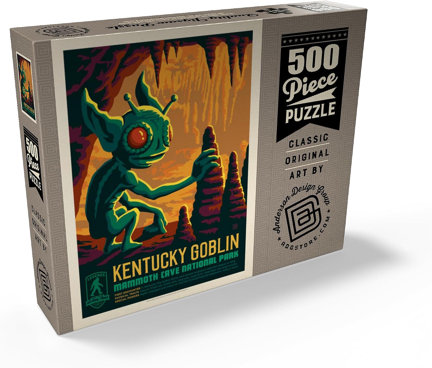 MyPuzzle Legends of The National Parks: Mammoth Cave's Kentucky Goblin, Vintage Poster - Premium 500 Piece Jigsaw Puzzle for Adults